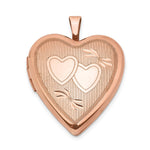 Sterling Silver Rose Gold-plated Polished Front/Satin Back Double Hearts Heart Locket