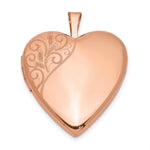 Sterling Silver Rose Gold-plated Polished Front/Satin Back Swirl Heart Locket