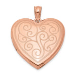 Sterling Silver Rose Gold-plated Polished Front/Satin Back Swirl Design Heart Locket
