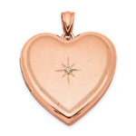 Sterling Silver Rose Gold-plated & Diamond D/C Heart Locket