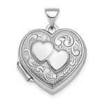 Sterling Silver Rhodium-plated 2-Hearts Reversible Same on Back Heart Locket
