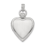 Sterling Silver Rhodium-plated Satin Diamond Accented Heart Locket