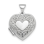Sterling Silver Rhodium-plated Polished Scroll Border Reversible Same on Back Heart Locket