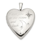 Sterling Silver Rhod-pltd LOVE TO THE MOON Diamond Heart Locket