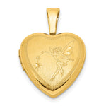 Sterling Silver Gold-plated Satin & Polished Fairy Heart Locket