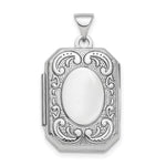 Sterling Silver Rhodium-plated Polished Fancy Scroll 21x Octagonal Locket