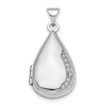 Sterling Silver Rhodium-plated Polished Diamond Teardrop Locket