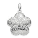 Sterling Silver Rhodium-plated Polished Domed Swirl Flower Locket