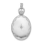 Sterling Silver Rhodium-plate Diamond Accented D/C Locket