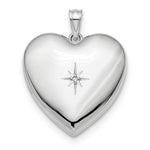 Sterling Silver Rhodium-plated Polished Front/Satin Back Diamond Star Ash Holder Heart Locket