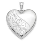 Sterling Silver Rhodium-plated Scrolled Ash Holder Heart Locket