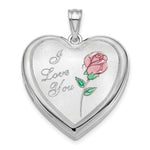 Sterling Silver Rhodium-plated Enameled Rose Ash Holder Heart Locket