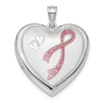 Sterling Silver Rhod-plated Enamel & D/C Pink Ribbon Ash Holder Locket