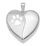 Sterling Silver Rhodium-plated Satin/Polished Pawprints Ash Holder Heart Locket