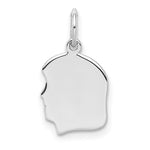 Sterl Silver Rh-plt Engraveable Girl Polished Front/Satin Back Disc Charm