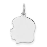 Sterling Silver Rh-plt Engraveable Girl Disc Charm Polish on Front/Back
