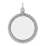 Sterl Silver Rh-plt Engraveable Round with Rope Polished Front/Back Disc