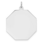 SS Rh-plt Engraveable Octagon Polished Front/Satin Back Disc Charm