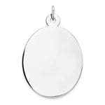 Sterling Silver Rhod-plate Eng. Oval Polish Front/Back Disc Charm