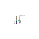 Sterling Silver Antiqued w/14k 2-stone Mother's Earring