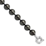 Majestik Sterling Silver Rhodium-plated 10- Black Imitation Shell Pearl Hand-knotted Bracelet