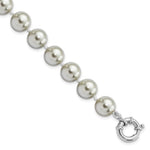 Majestik Sterling Silver Rhodium-plated 10- Grey Imitation Shell Pearl Hand-knotted Bracelet