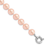 Majestik Sterling Silver Rhodium-plated 10- Pink Imitation Shell Pearl Hand-knotted Bracelet