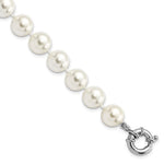 Sterling Silver Rhodium-plated 10- Imitation Shell Pearl Hand-knotted Bracelet
