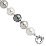 Sterling Silver Rhodium-plated 12- Multi-color Imitation Shell Pearl Hand-knotted 7.5 Inch Bracelet