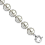 Majestik Sterling Silver Rhodium-plated 12- Grey Imitation Shell Pearl Hand-knotted Bracelet