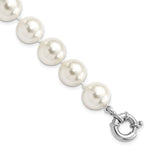 Sterling Silver Rhodium-plated 12- White Shell Pearl Hand-knotted Bracelet