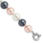 Majestik Sterling Silver Rhodium-plated 12- Multi-Color Imitation Shell Pearl Hand-knotted Bracelet