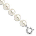 Sterling Silver Rhodium-plated 14- White Shell Pearl Hand-knotted Bracelet