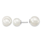 Sterling Silver Rhodium-plated 10- and 11- White with White Imitation Shell Pearl Front Back Post Earrings