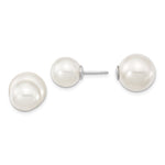 Majestik Sterling Silver Rhodium-plated 10- and 11- White with White Imitation Shell Pearl Front Back Post Earrings