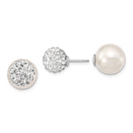 Majestik Sterling Silver Rhodium-plated 10- and 12- CZ and White Imitation Shell Pearl Front Back Post Earrings