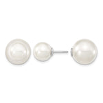 Sterling Silver Rhodium-plated 10- and 14- White with White Imitation Shell Pearl Front Back Post Earrings