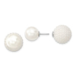 Majestik Sterling Silver Rhodium-plated 11- and 15- White with White Imitation Shell Pearl Front Back Post Earrings