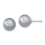 Majestik Sterling Silver Rhodium-plated 10- Grey Imitation Shell Pearl Stud Earrings