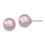 Majestik Sterling Silver Rhodium-plated 10- Purple Imitation Shell Pearl Stud Earrings