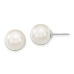 Majestic Sterling Silver Rhodium-plated 10- White Imitation Shell Pearl Stud Earrings