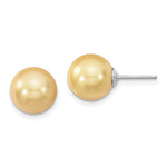 Majestik Sterling Silver Rhodium-plated 10- Yellow Imitation Shell Pearl Stud Earrings