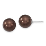 Majestik Sterling Silver Rhodium-plated 12- Brown Imitation Shell Pearl Stud Earrings