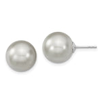 Majestik Sterling Silver Rhodium-plated 12- Grey Imitation Shell Pearl Stud Earrings