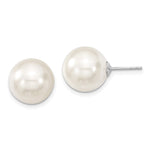 Majestic Sterling Silver Rhodium-plated 12- White Imitation Shell Pearl Stud Earrings