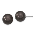Majestik Sterling Silver Rhodium-plated 14- Black Imitation Shell Pearl Stud Earrings
