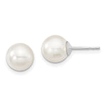 Majestic Sterling Silver Rhodium-plated 8- White Imitation Shell Pearl Stud Earrings