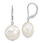 Majestik Sterling Silver Rhodium-plated 14- Coin White Imitation Shell Pearl Leverback Dangle Earrings