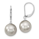 Majestik Sterling Silver Rhodium-plated 12- Grey Imitation Shell Pearl Leverback Dangle Earring