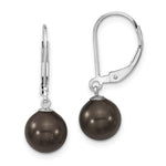 Majestik Sterling Silver Rhodium-plated 8- Black Imitation Shell Pearl Leverback Dangle Earrings